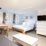 Ložnice s ob&yacute;vac&iacute;m pokojem apartm&aacute;nov&eacute;ho domu Apartm&aacute;ny Volf