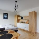 Obývací pokoj s kuchyňskou linkou apartmánu A7
